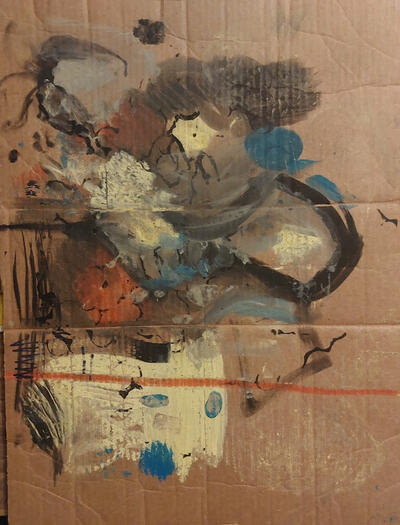 Chalk, Crayon, Ink on Cardboard