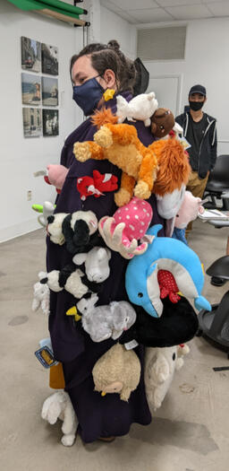 Artist Wearing Plush Coat